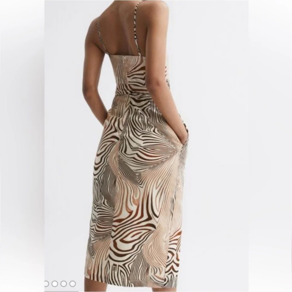 REISS | Rosie Animal Print Faux Wrap Style Dress - Picture 10 of 16